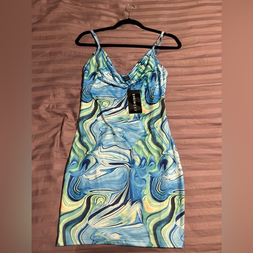 Marble blue dress